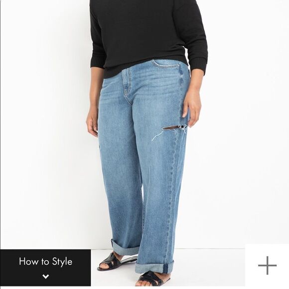 Eloquii Distressed Wide Leg Jeans - Picture 1 of 6